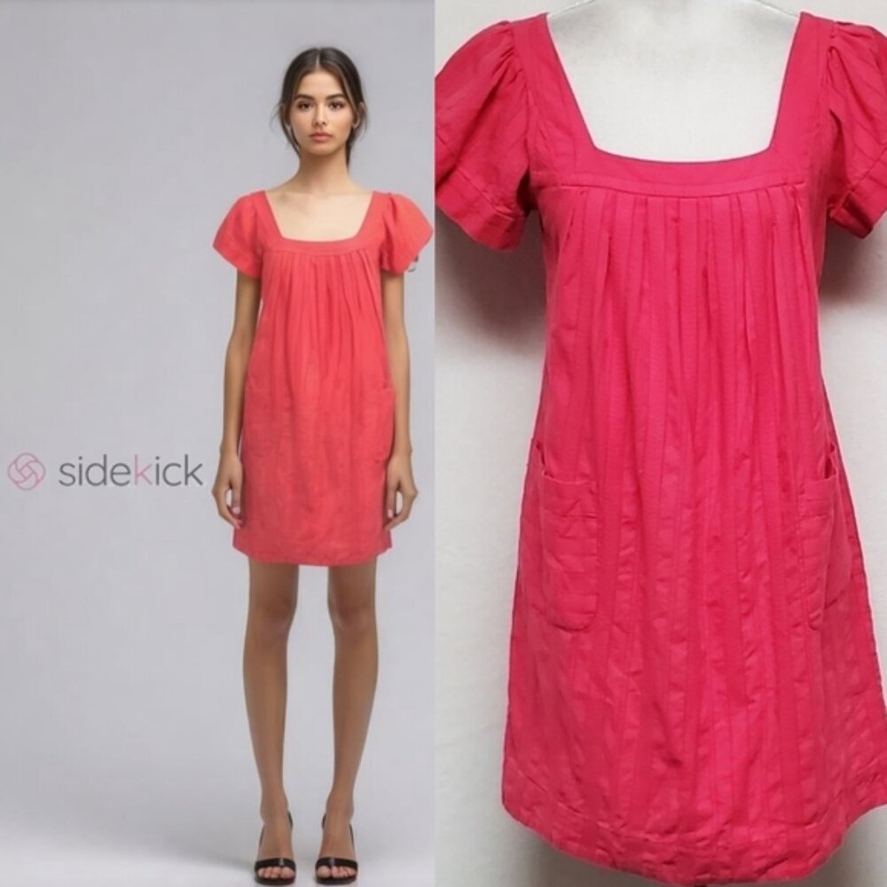 Barbie French Connection Fuschia Pink Cotton Knit Flare Sleeve Mini Shift Dress